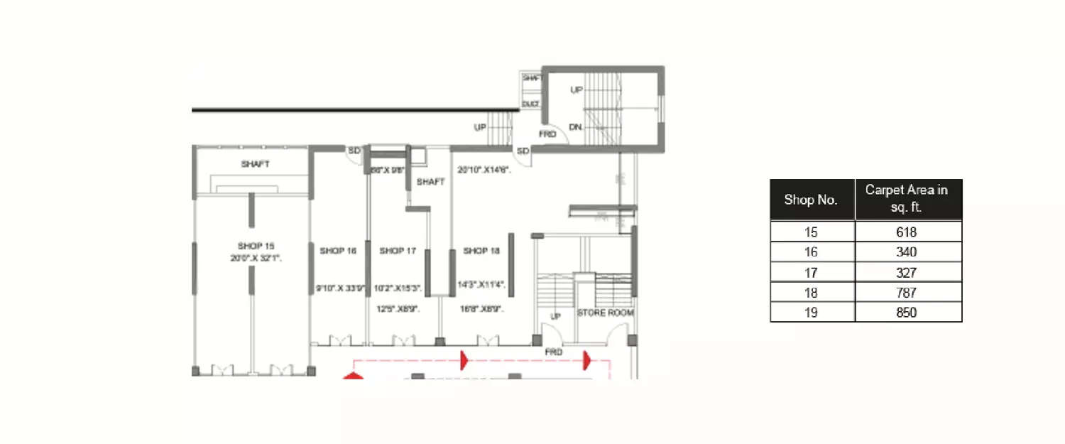 Floor plan for Retail Shop