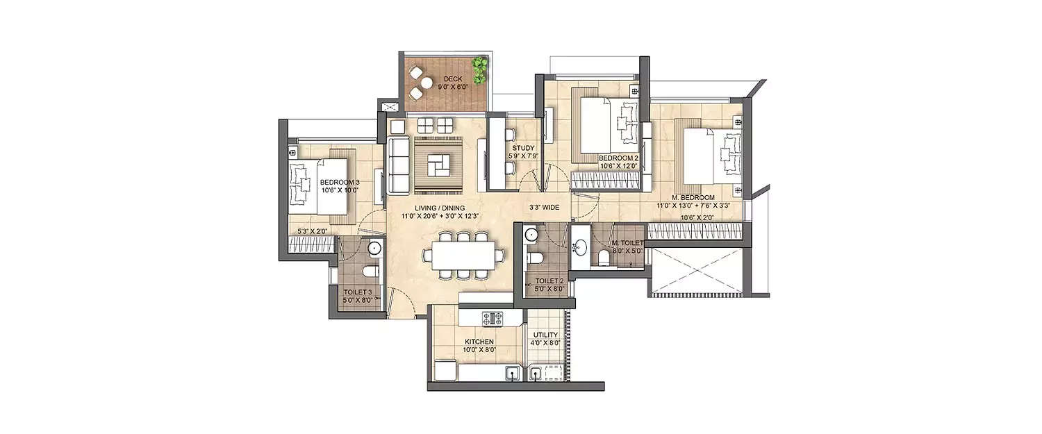 Floor plan for 3.5 BHK