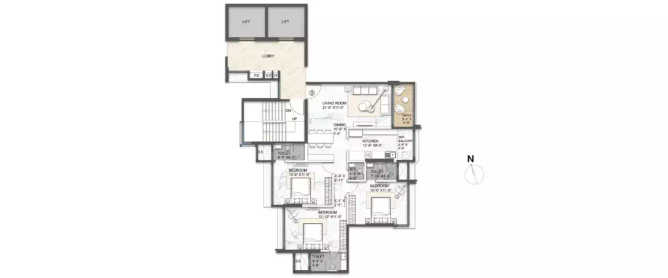 Arkade Aura Santacruz - Floor plan 3 BHK 1247 Sq.ft