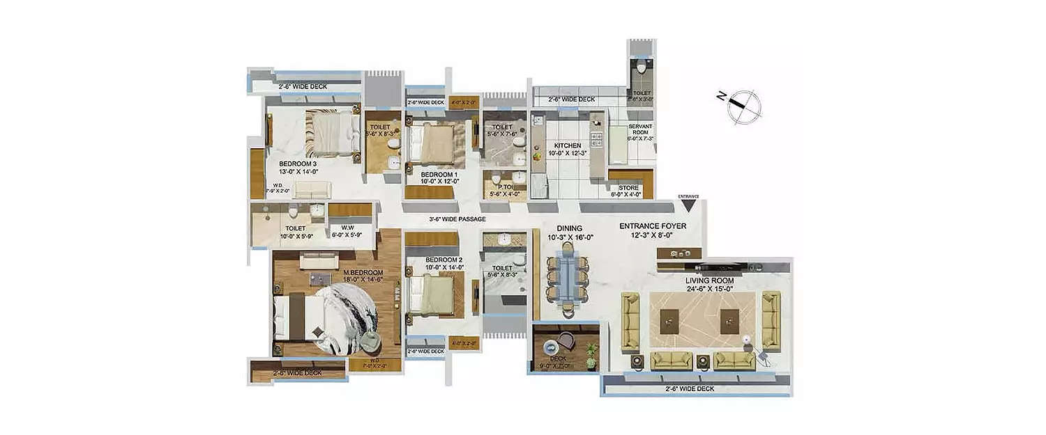 Floor plan for 4 BHK