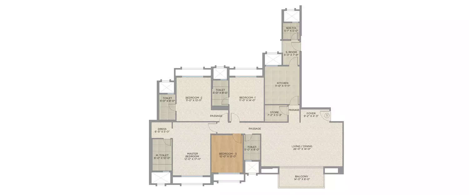 Floor plan for 4 BHK
