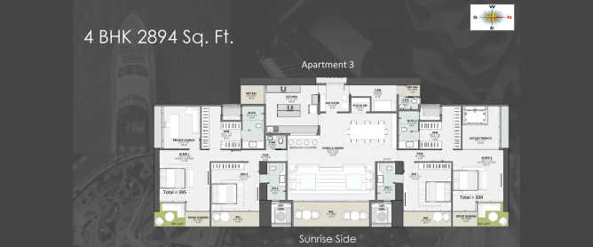 Sugee Marina Bay Worli - Floor plan 4 BHK 2894 Sq.ft