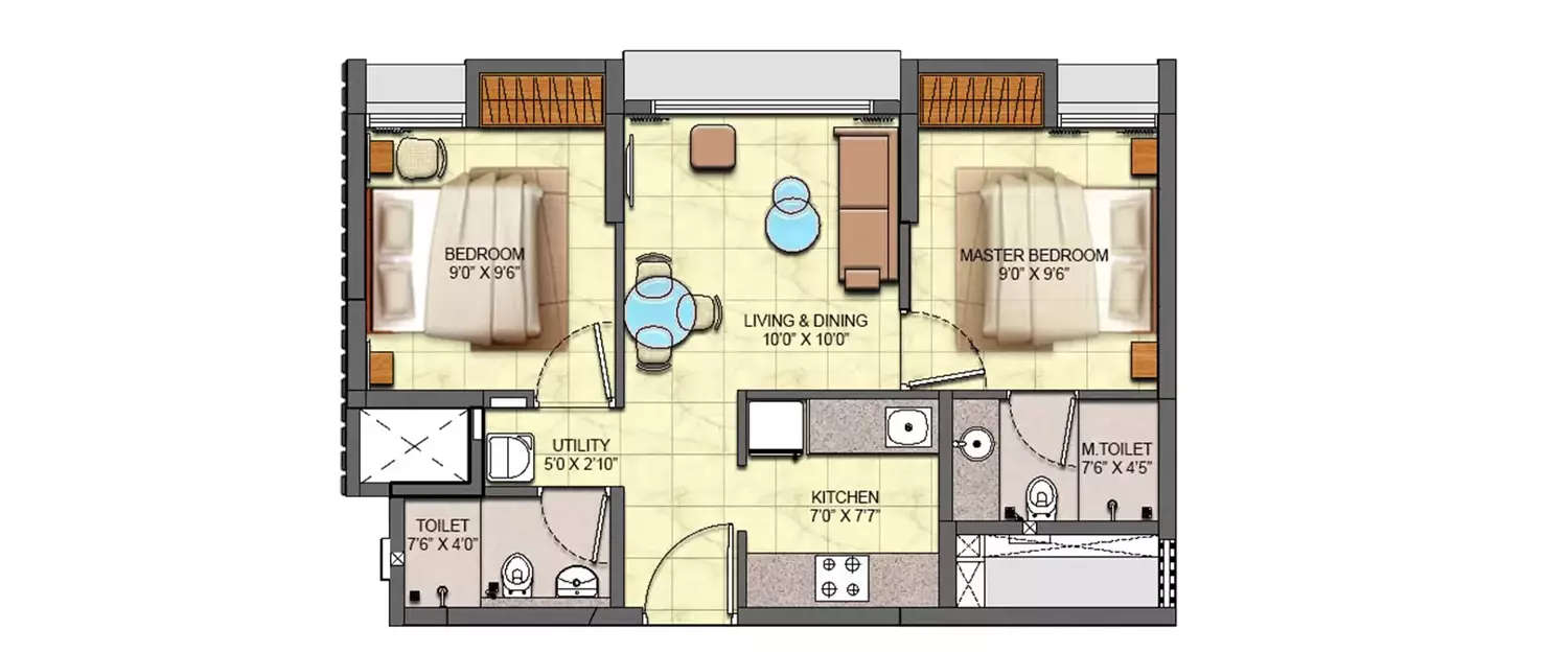 Floor plan for 1 BHK