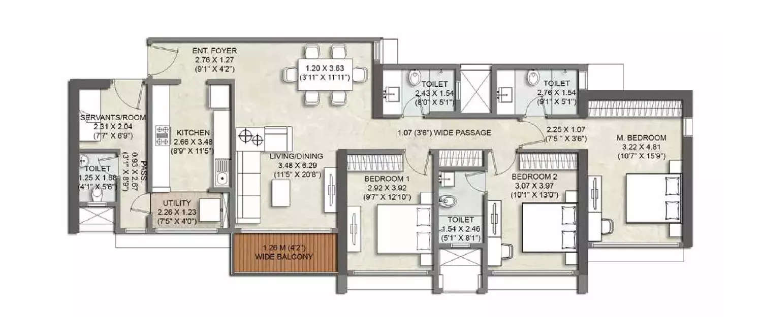 Floor plan for 3.5 BHK