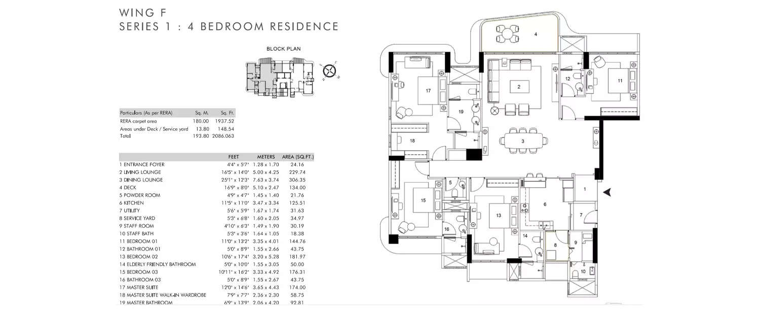 Floor plan for 4 BHK