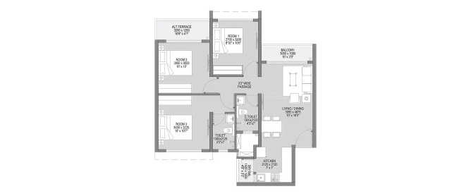 Godrej Forest Grove Mamurdi - Floor plan 3 BHK 705 Sq.ft