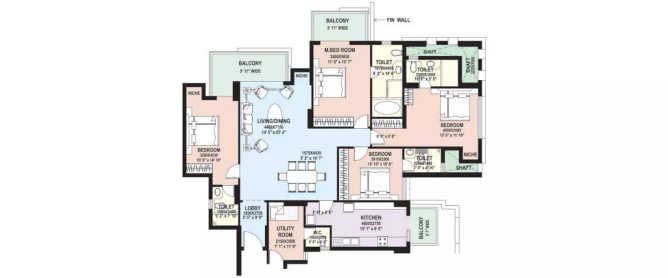 DLF The Belaire Sector 54 Gurgaon - Floor plan 4 BHK 2677 Sq.ft