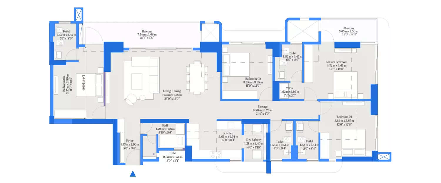 Floor plan for 4 BHK