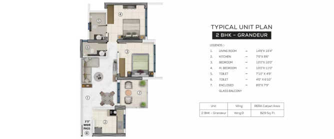 Purva Clermont Chembur - Floor plan 2 BHK 629 Sq.ft