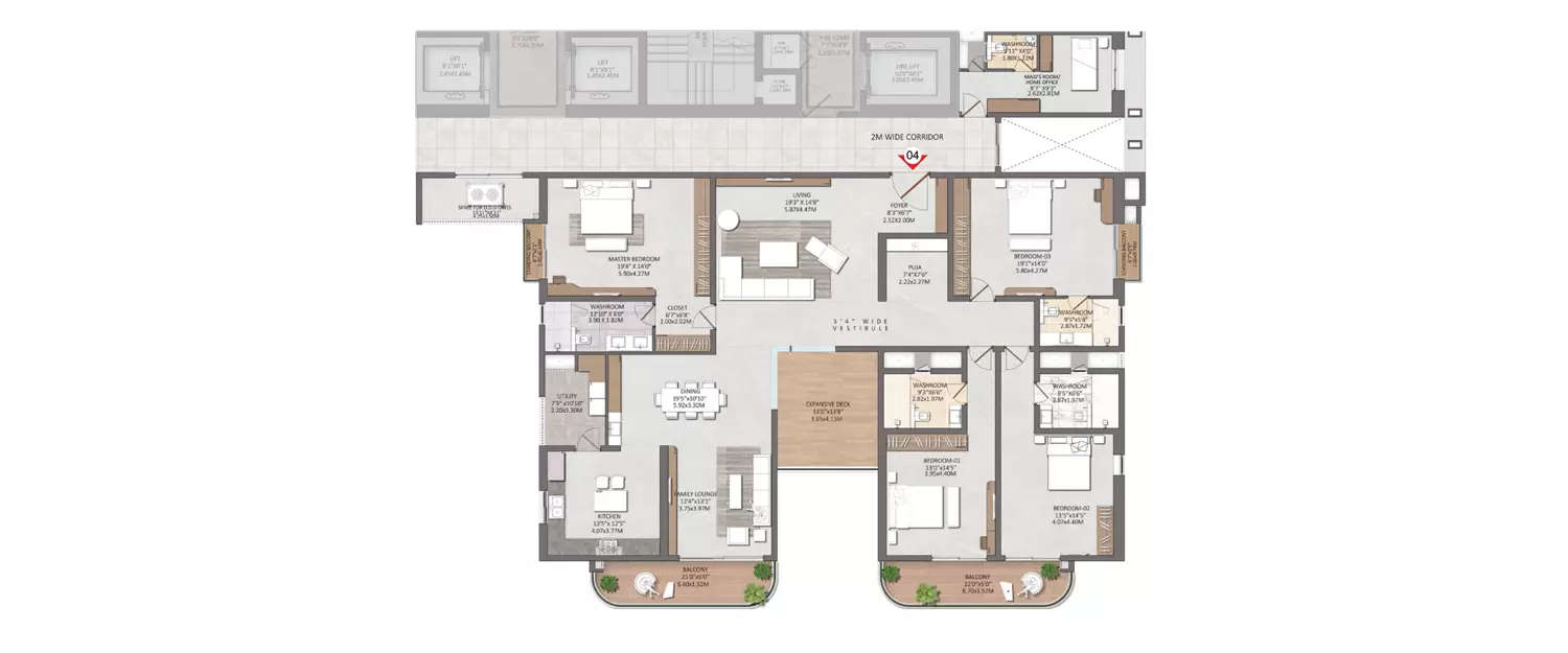 Floor plan for 4 BHK