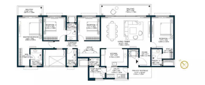 Godrej Tiara Yeshwanthpur - Floor plan 4.5 BHK 2934 Sq.ft