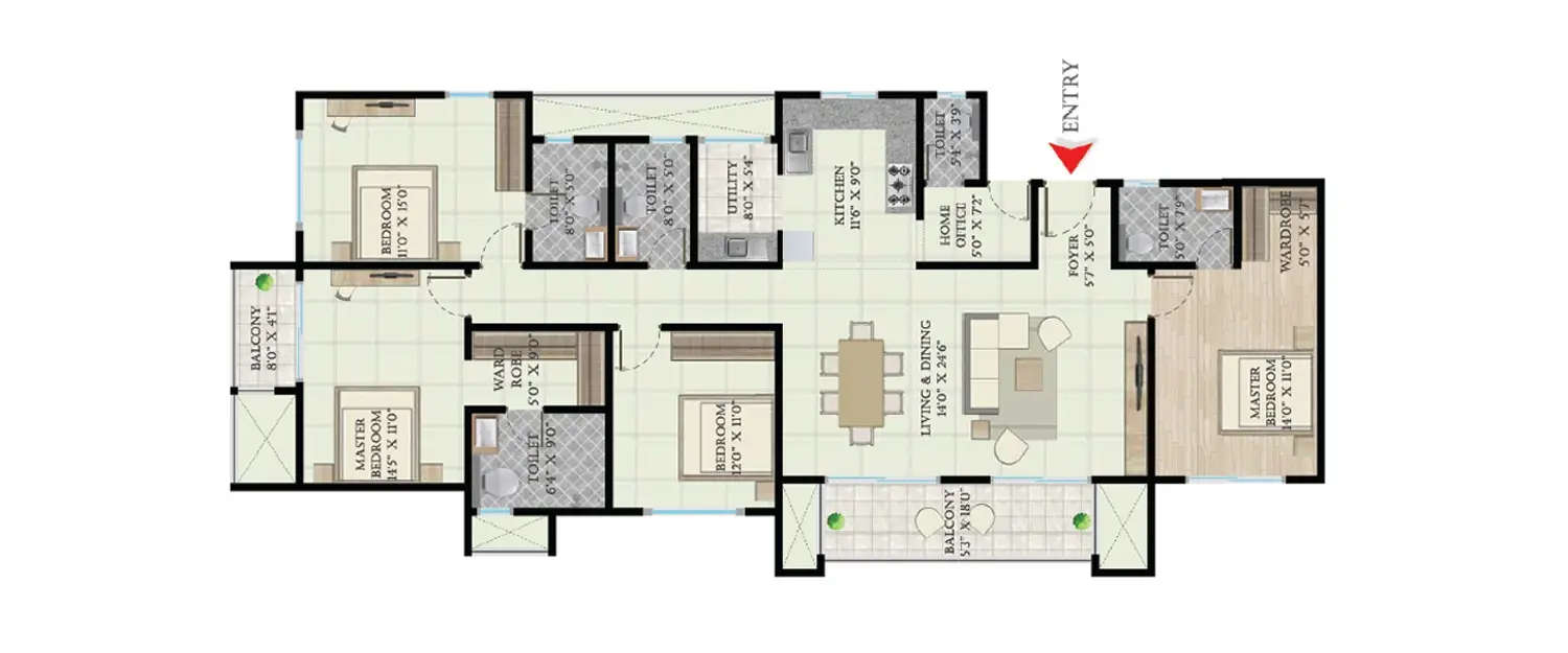 Floor plan for 4.5 BHK