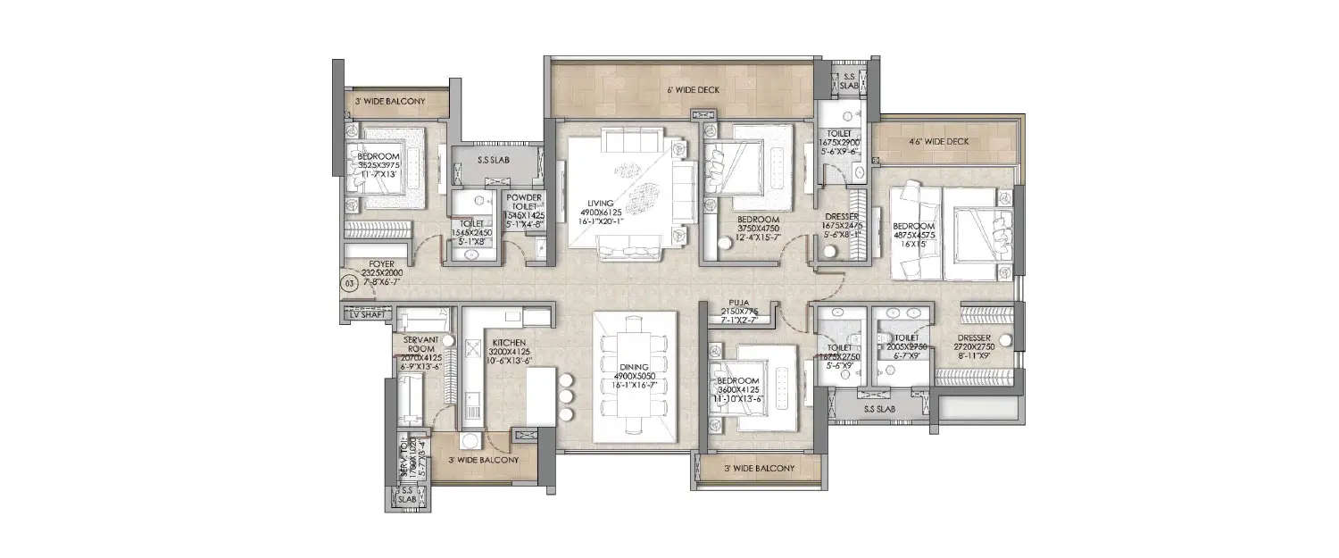Floor plan for 4.5 BHK