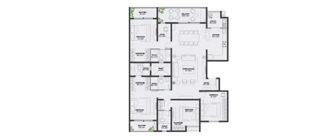 63 Degree East Varthur - Floor plan 4 BHK 2410 Sq.ft