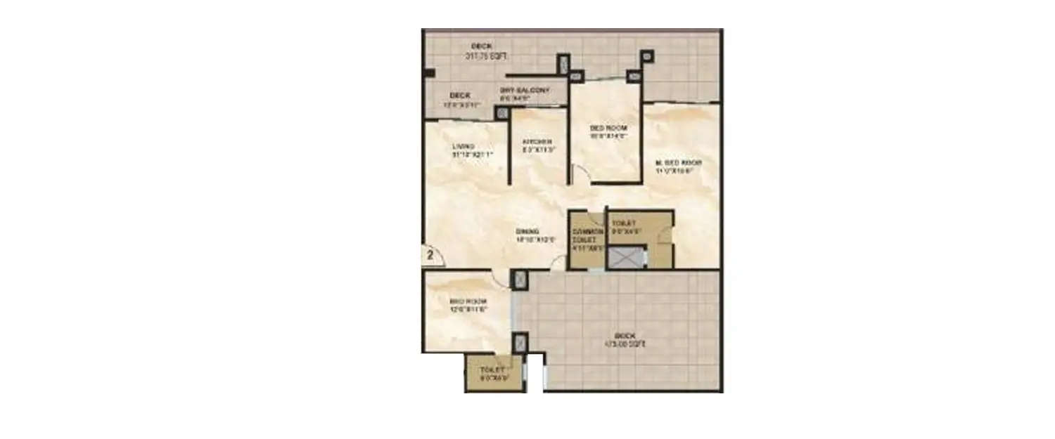 Floor plan for 4 BHK