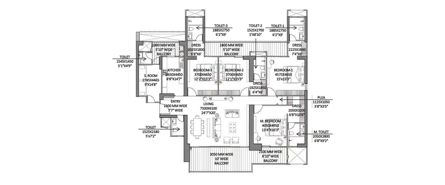 Floor plan for 4.5 BHK