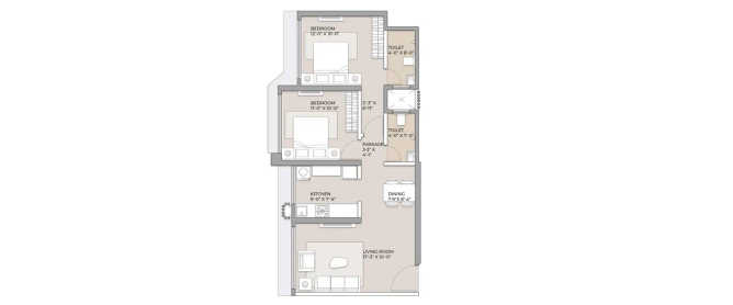 Arkade Aspire Goregaon - Floor plan 2 BHK 675 Sq.ft