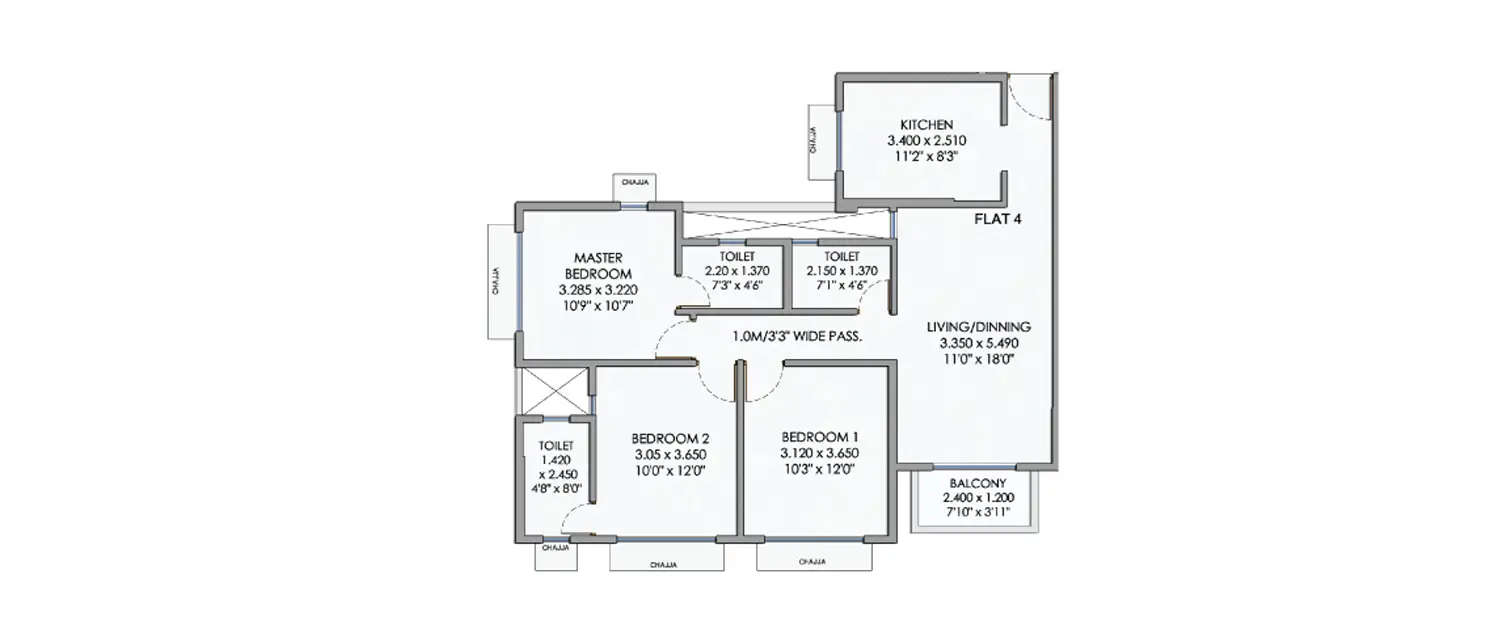 Floor plan for 2.5 BHK