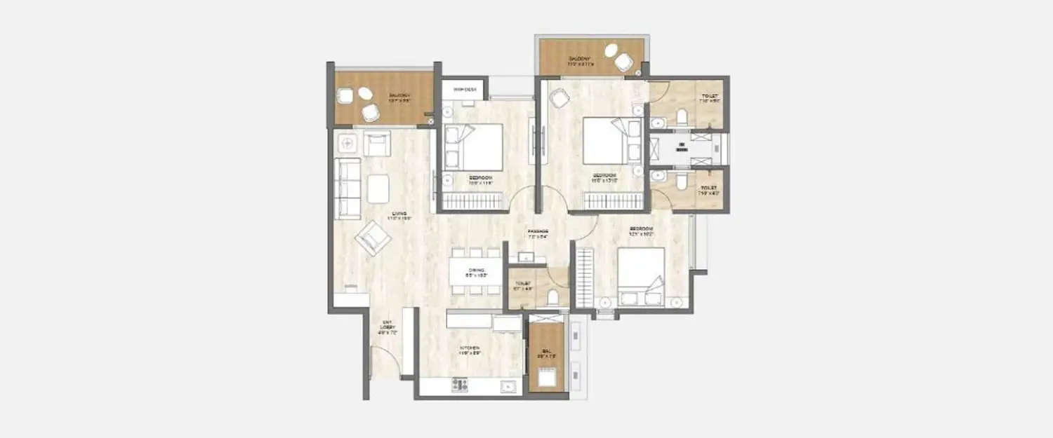 Floor plan for 4 BHK