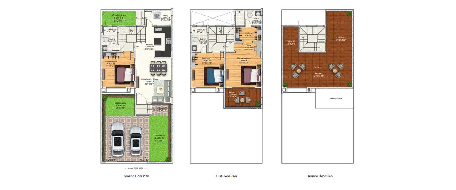 Floor plan for 3 BHK