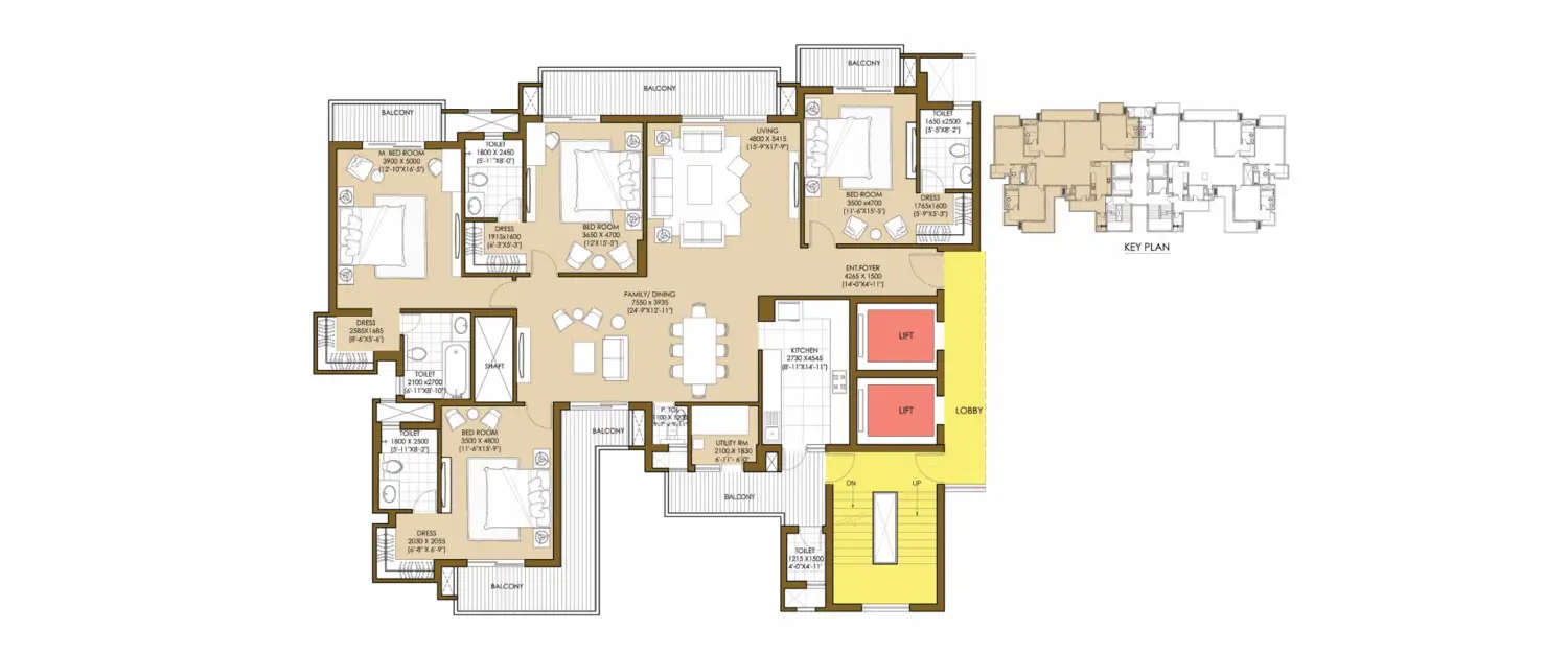 Floor plan for 4 BHK