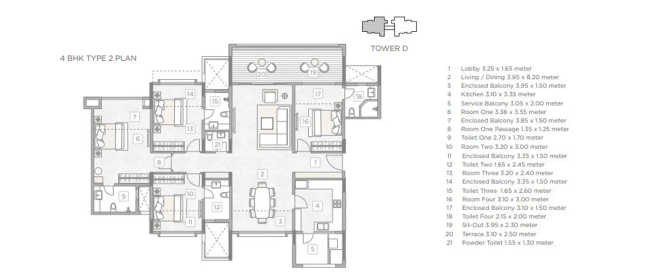 Kasturi Epitome Wakad - Floor plan 4 BHK 1431 Sq.ft