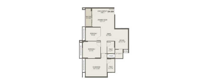 Arvind Oasis Nelamangala - Floor plan 3 BHK 876 Sq.ft