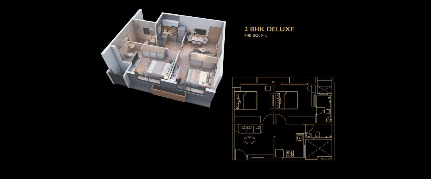 Floor plan for 2 BHK