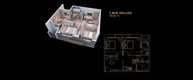 Platinum Casa Millennia Andheri - Floor plan 2 BHK 440 Sq.ft