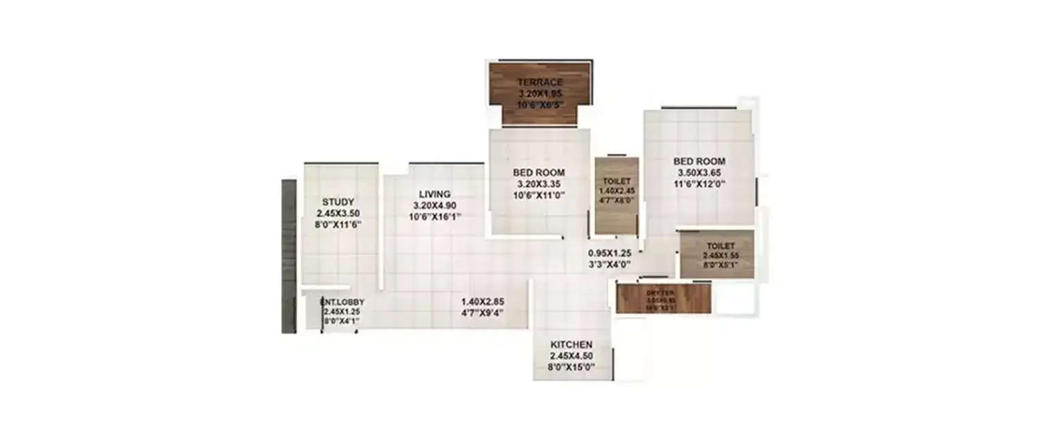Floor plan for 2.5 BHK