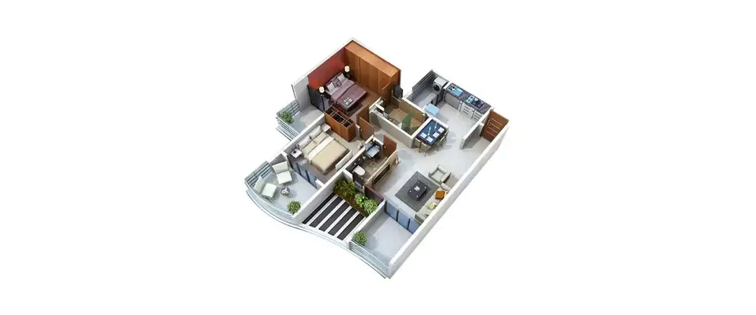 Floor plan for 2 BHK