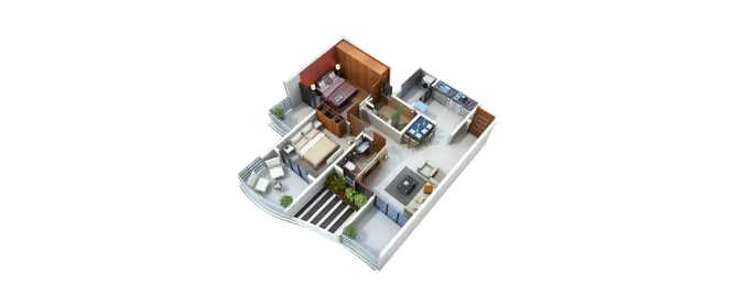 Sai Proviso Leisure Town Hadapsar - Floor plan 2 BHK 743 Sq.ft