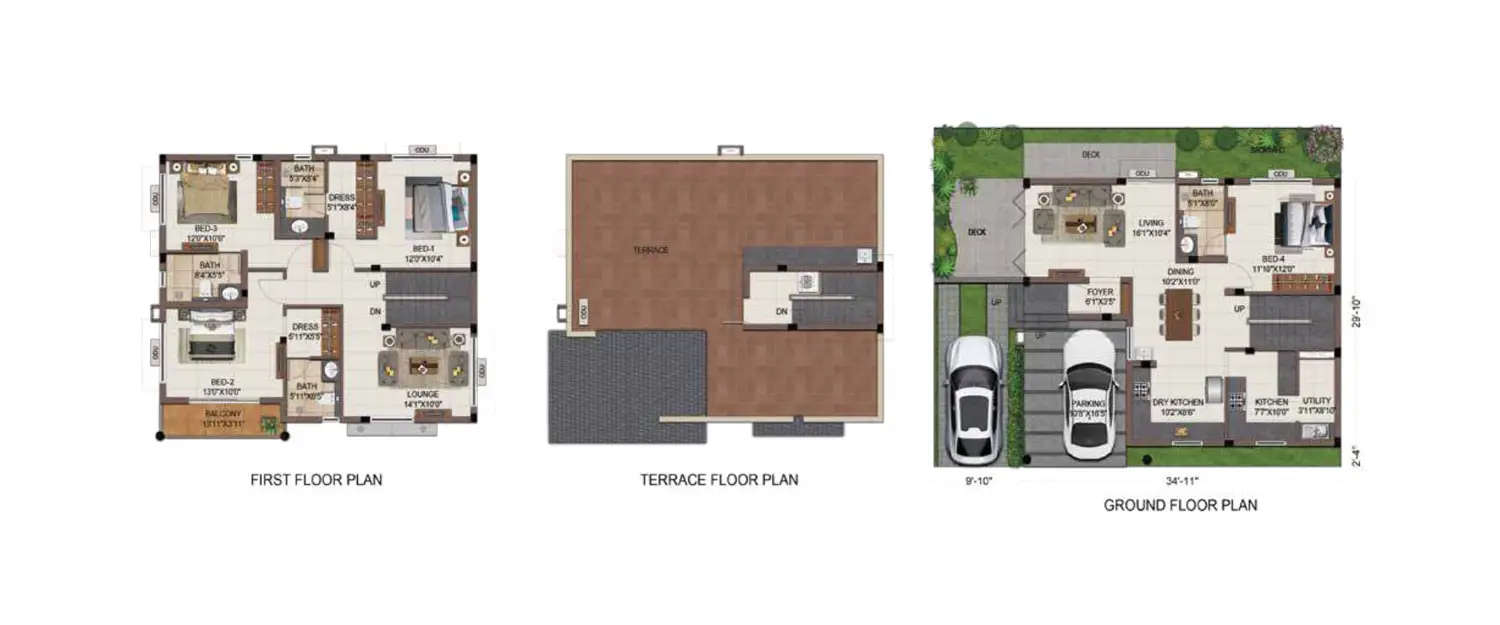 Floor plan for 4 BHK