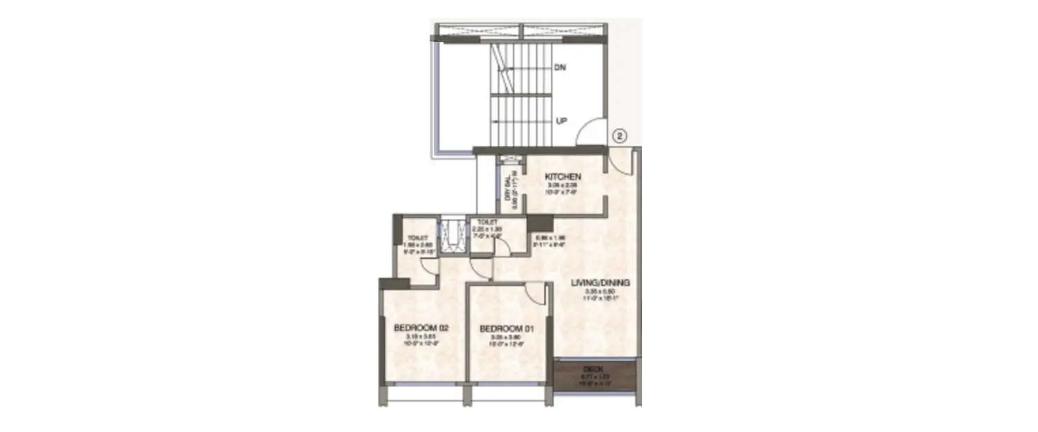 Floor plan for 2 BHK