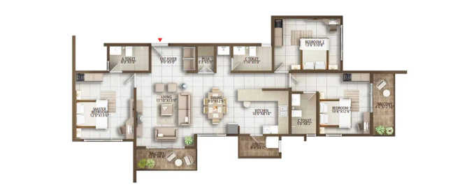 Concorde Auriga Chikkabasavanapura - Floor plan 3 BHK 1173 Sq.ft