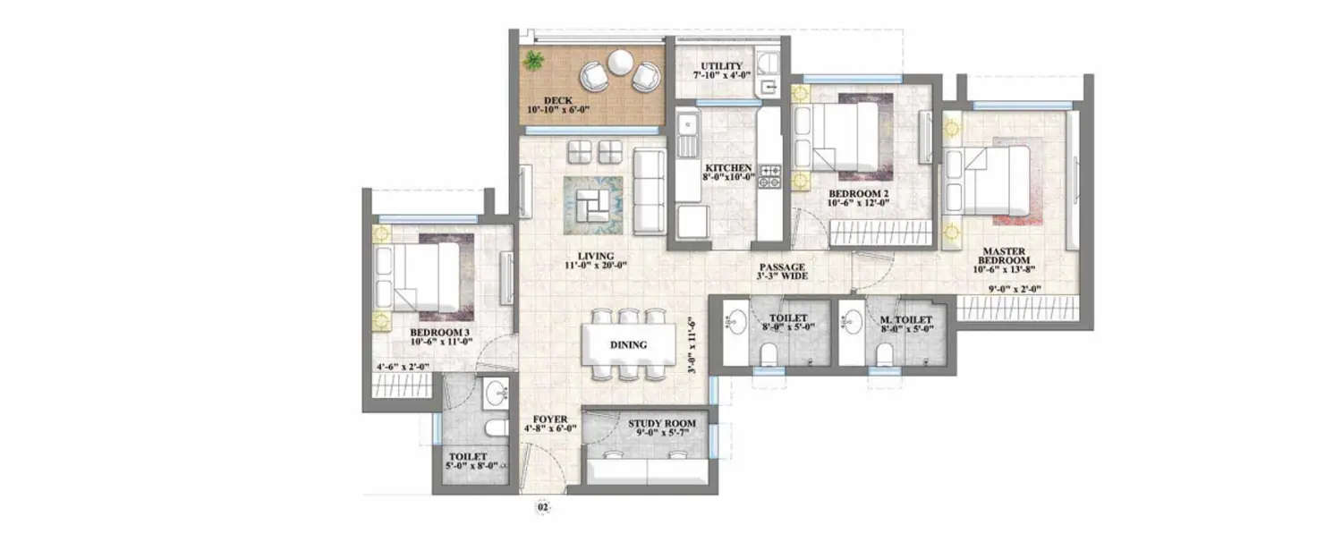 Floor plan for 3.5 BHK