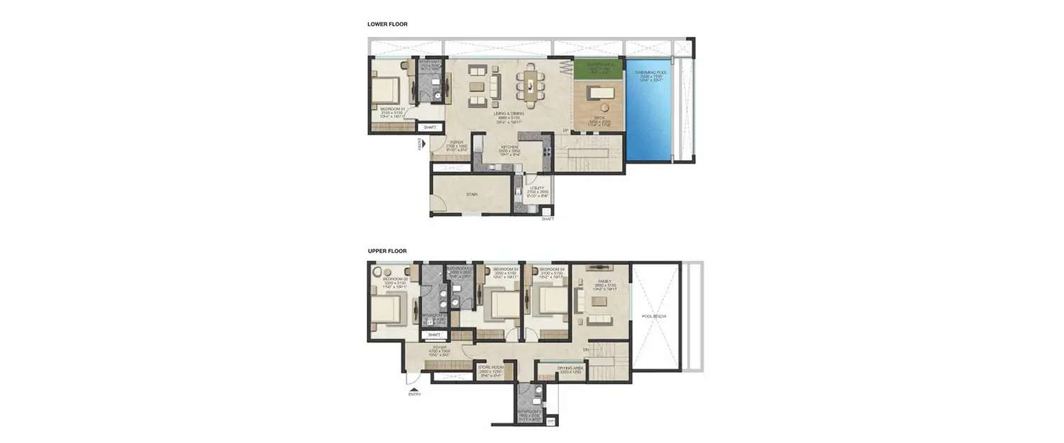 Floor plan for 4 BHK