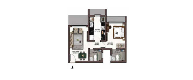 Kolte Patil Vaayu Dahisar - Floor plan 1 BHK 441 Sq.ft
