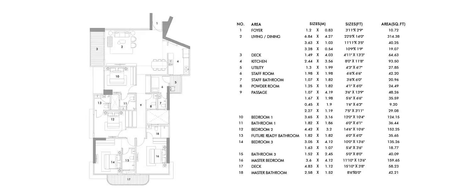 Floor plan for 4 BHK