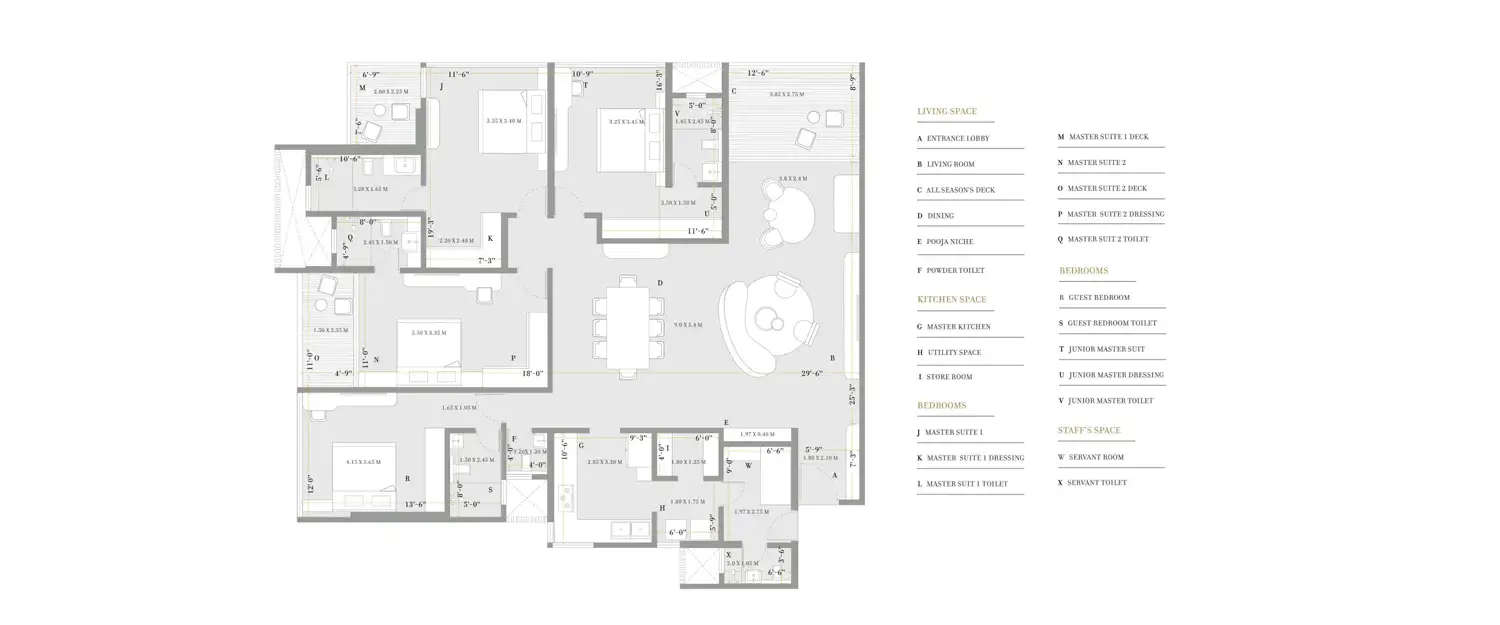 Floor plan for 4 BHK