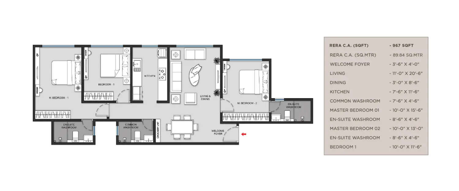 Floor plan for 2 BHK