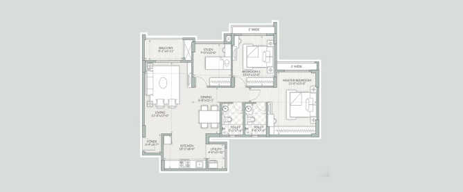 Orchid Piccadilly Chokkanahalli - Floor plan 2.5 BHK 925 Sq.ft