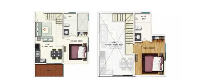 Geras Adara Hinjewadi - Floor plan 2 BHK 542 Sq.ft