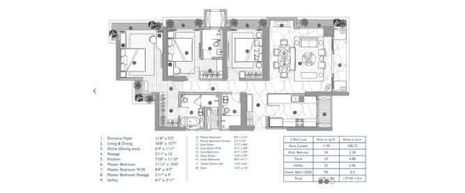 Neelkanth Codename The Hill of Shangri La Ghodbunder Road - Floor plan 3 BHK 1360 Sq.ft