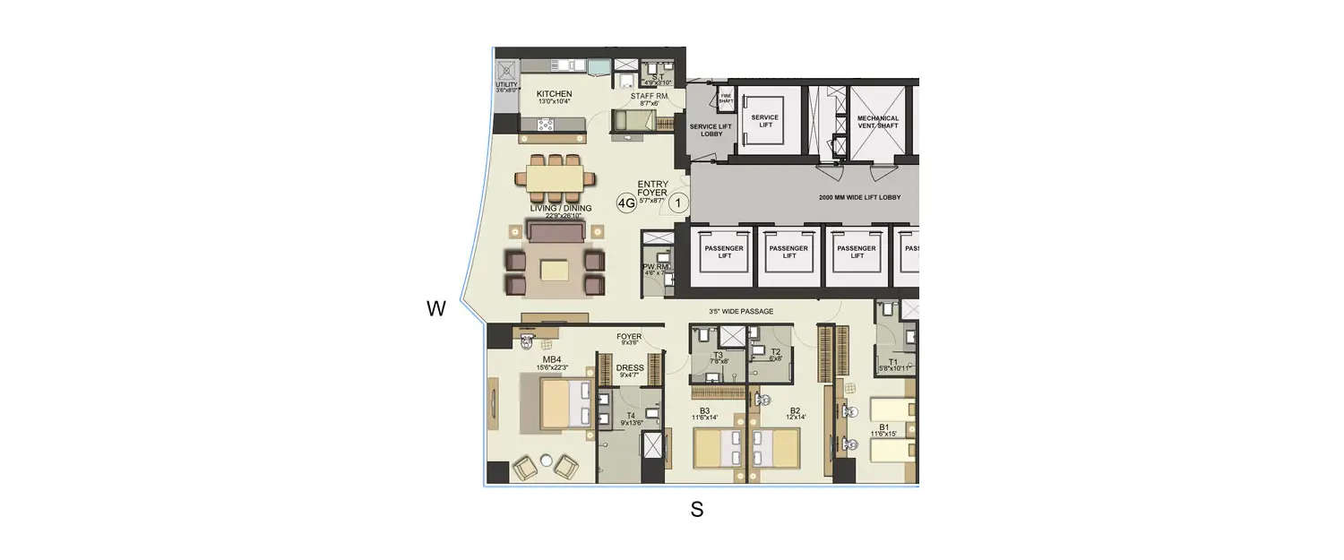 Floor plan for 4 BHK