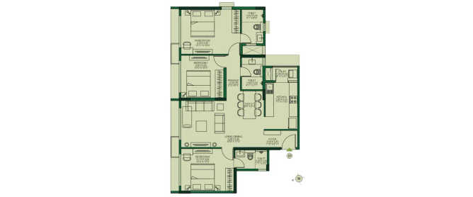 Godrej High Grove Chandivali - Floor plan 3 BHK 905 Sq.ft