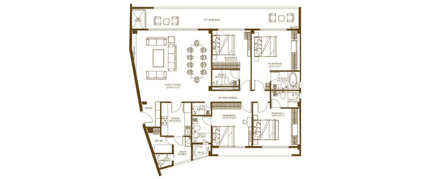 Floor plan for 4 BHK