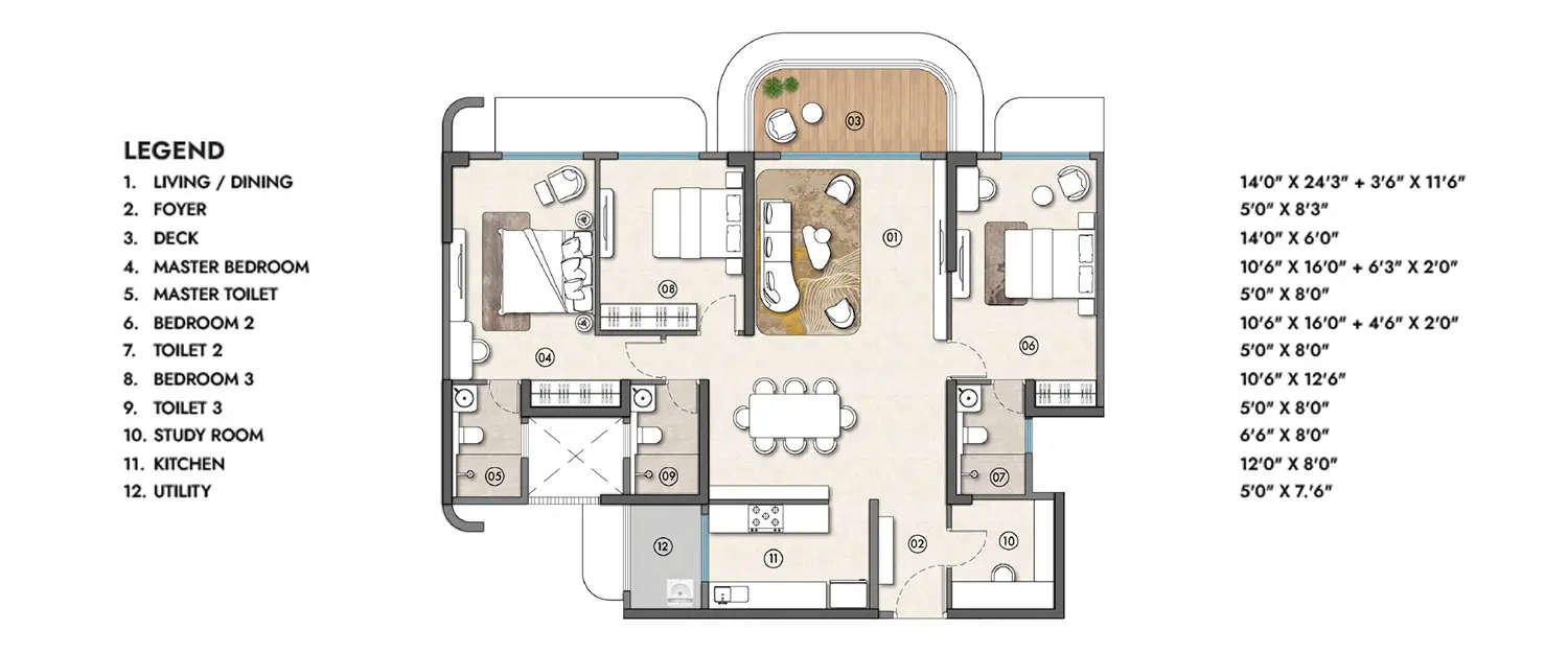 Floor plan for 3.5 BHK
