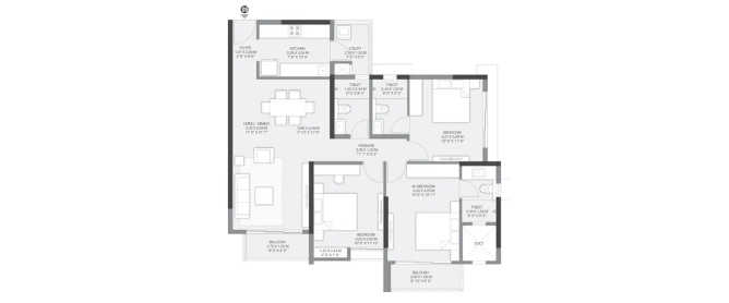 Godrej Meadows Panvel - Floor plan 3 BHK 948 Sq.ft
