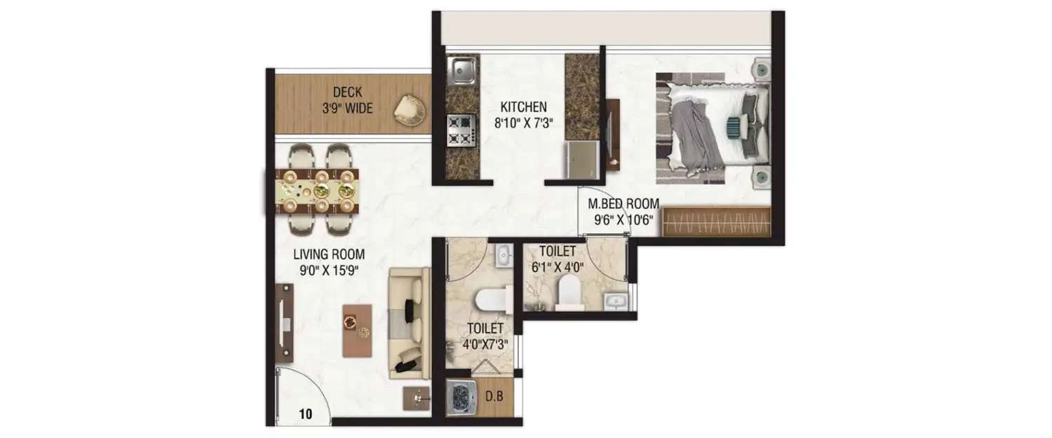 Floor plan for 1 BHK